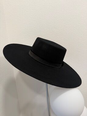 Lack Of Color Black Felt Wide Brim Hat